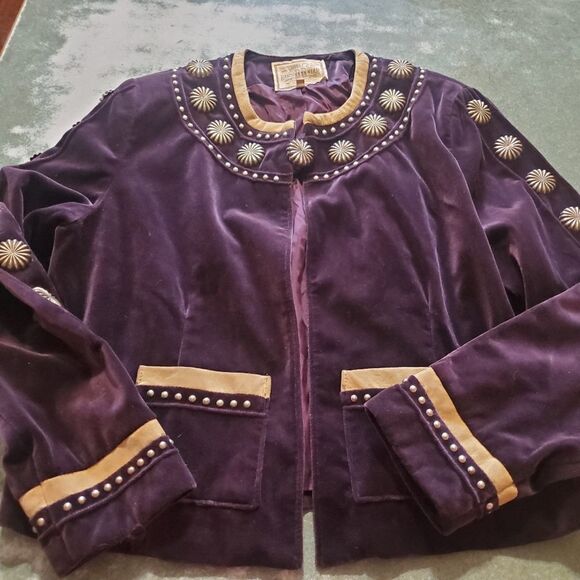 Double D Ranch Jackets & Blazers - Double D Ranchwear Velvet  Concho purple Jacket sz Medium